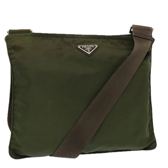 PRADA Shoulder Bag Nylon Khaki Auth 72628 - Picture 1 of 16